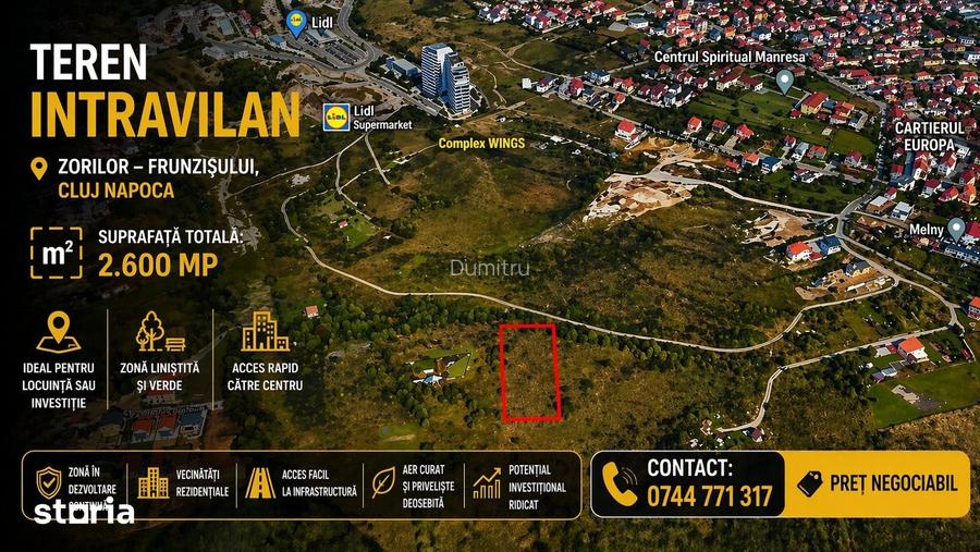 Zorilor - Frunzisului, Teren intravilan 2.600 mp