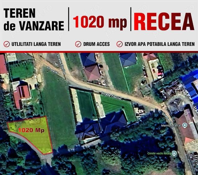 Teren de 1020 mp, în Recea