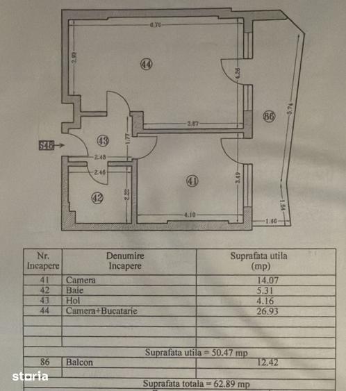 Apartament cu 2 camere în Nord