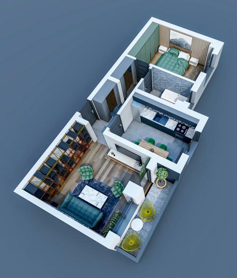Apartament cu 2 camere decomandat în Vișani