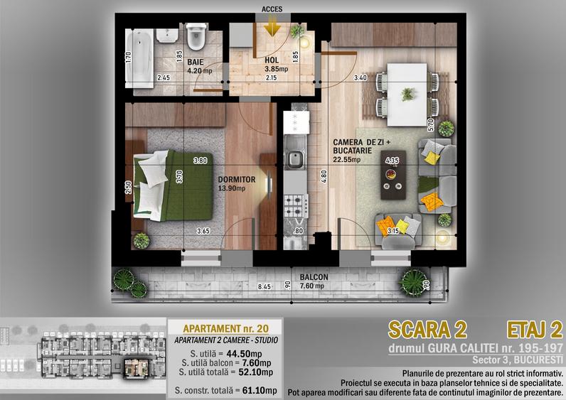 Apartament cu 2 camere decomandat în Titan — fotografia 1