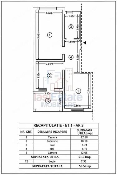 Apartament cu 2 camere decomandat, etaj 1, in Bucium cu parcare - 2