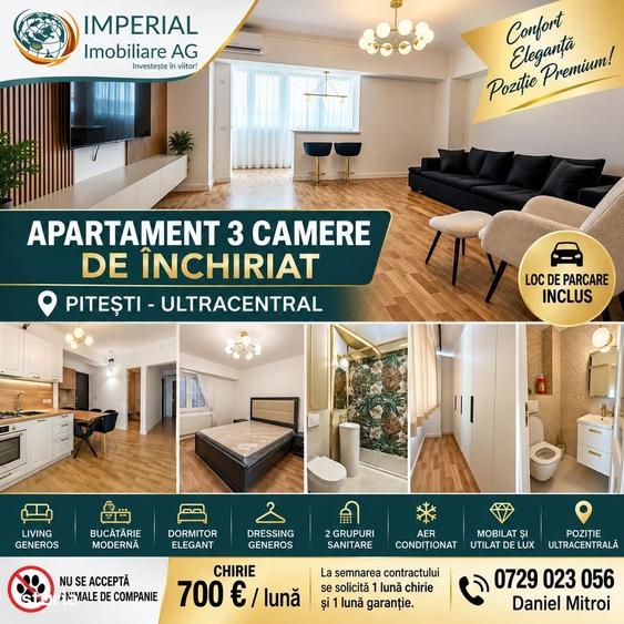 Apartament De Inchiriat Ultracentral -Mobilat Si Utilat De Lux-Parcare - 3