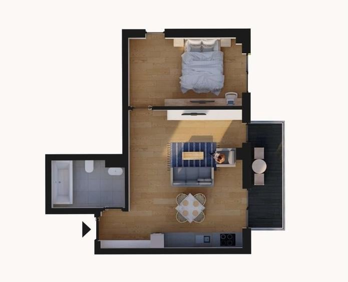 Apartament cu 2 camere decomandat în Râșnov