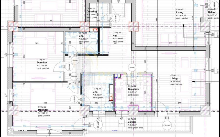 Apartament cu 3 camere în Central