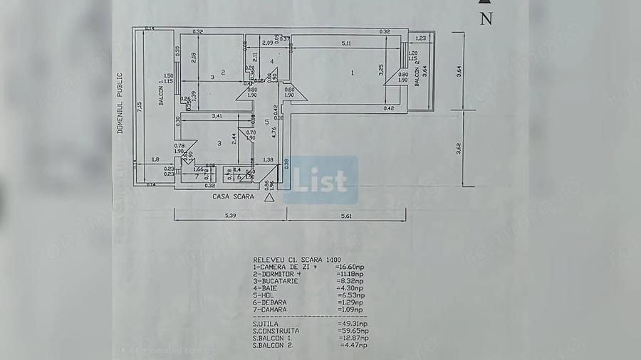 Apartament cu 2 camere decomandat în Est