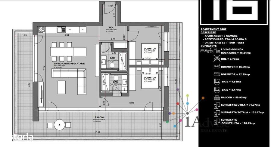 Apartament cu 3 camere decomandat în Centrul Istoric