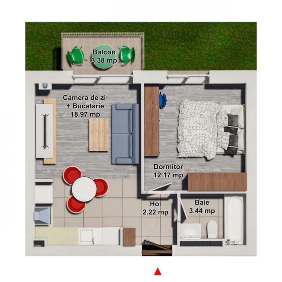 Apartament cu 2 camere decomandat în Ștefăneștii de Jos