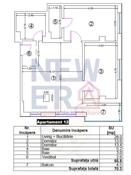 Apartament cu 3 camere semidecomandat în Otopeni