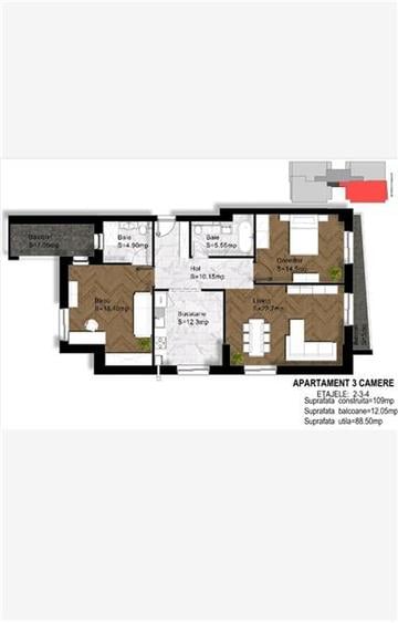 Apartament cu 3 camere decomandat în Central
