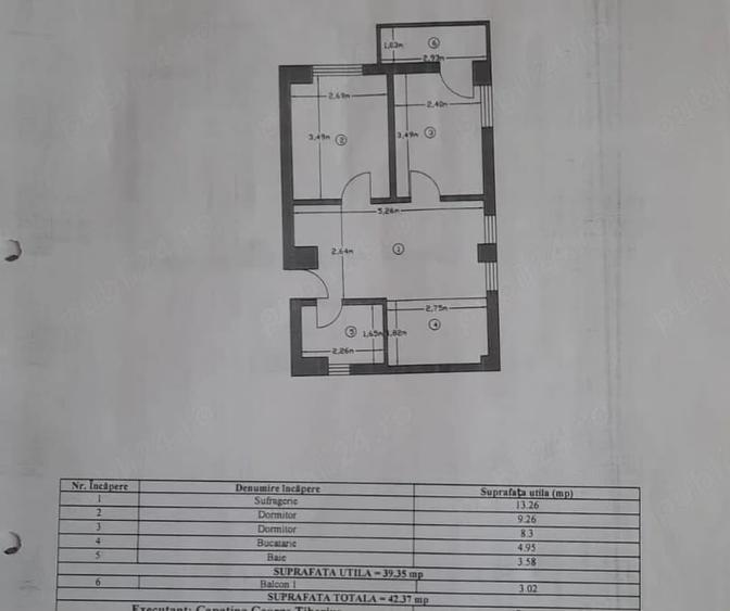 Apartament cu 3 camere semidecomandat în Găvana