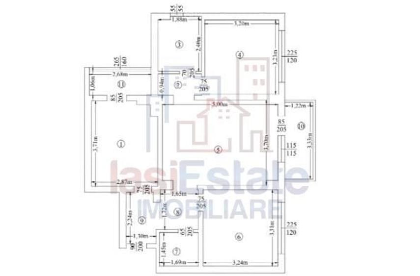 Apartament cu 3 camere semidecomandat în Palat