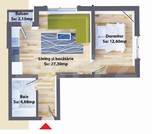 Apartament cu 2 camere decomandat în Periferie