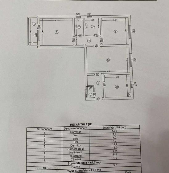 Apartament cu 3 camere semidecomandat în Alexandru cel Bun