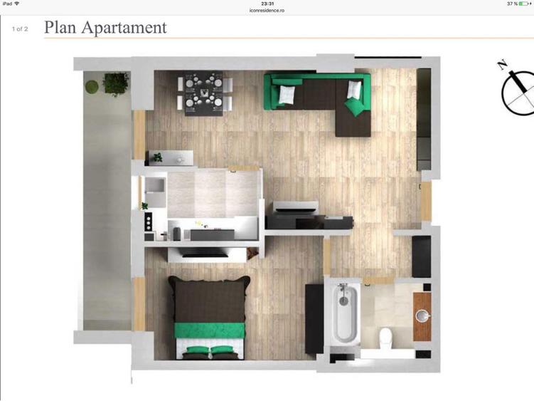 Apartament cu 2 camere semidecomandat în Banu Manta