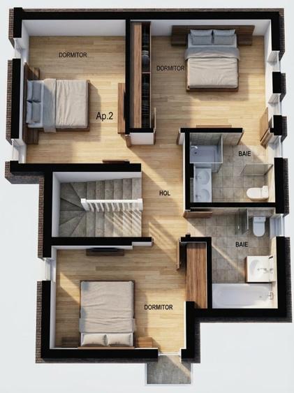 Duplex cu 5 camere cu Canalizare în Florești