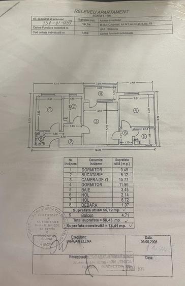 Apartament cu 3 camere semidecomandat în Central
