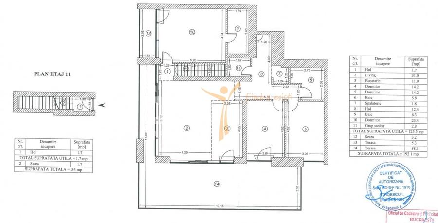 Penthouse cu 4 camere decomandat în 13 Septembrie