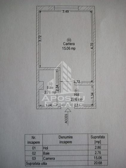 Garsoniera de vanzare ,etaj 3, 22 mp, zona Aradului Timisoara - 7