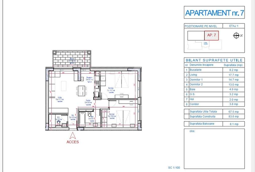 Apartament cu 3 camere decomandat în Unirii