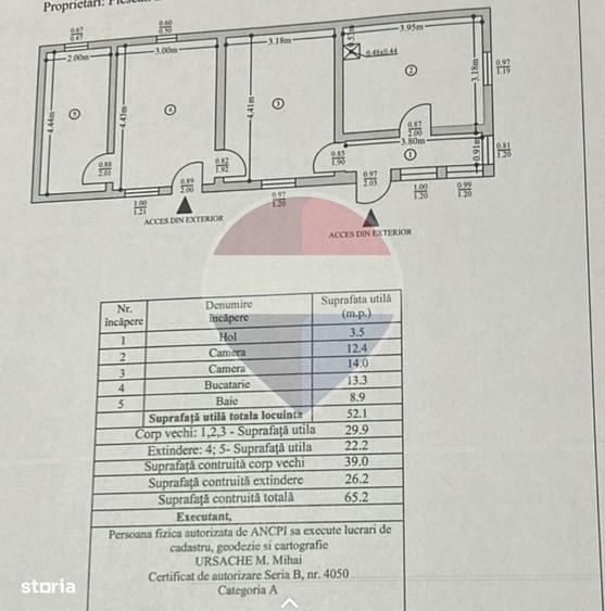 Casă cu 3 camere în Dochia