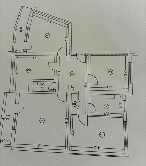 Apartament cu 4 camere decomandat în Central