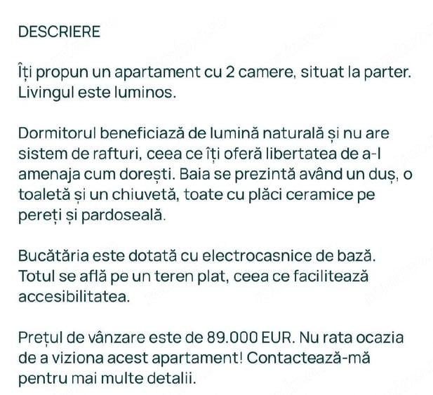 Apartament cu 2 camere decomandat în Exterior Vest