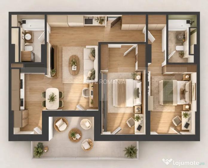 Apartament 3 camere, 81 mp utili + terasa 15 mp, etaj 8, zo - Cluj-Napoca (Cluj)