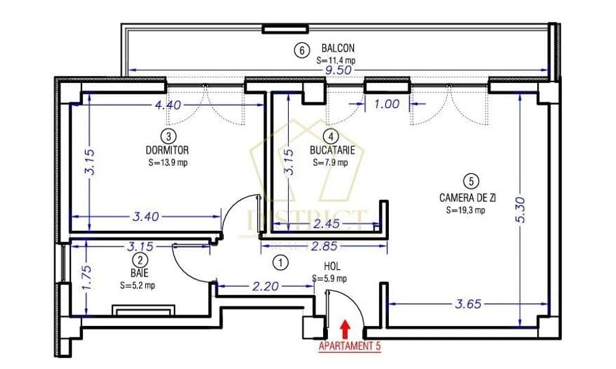 Apartament cu 2 camere în Aradului
