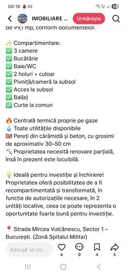 Casă cu 2 camere cu Teren 20 Mp în Gara de Nord