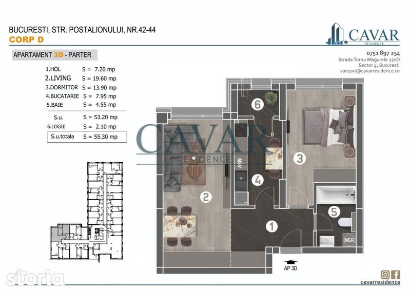 Apartament cu 2 camere în Berceni — fotografia 1