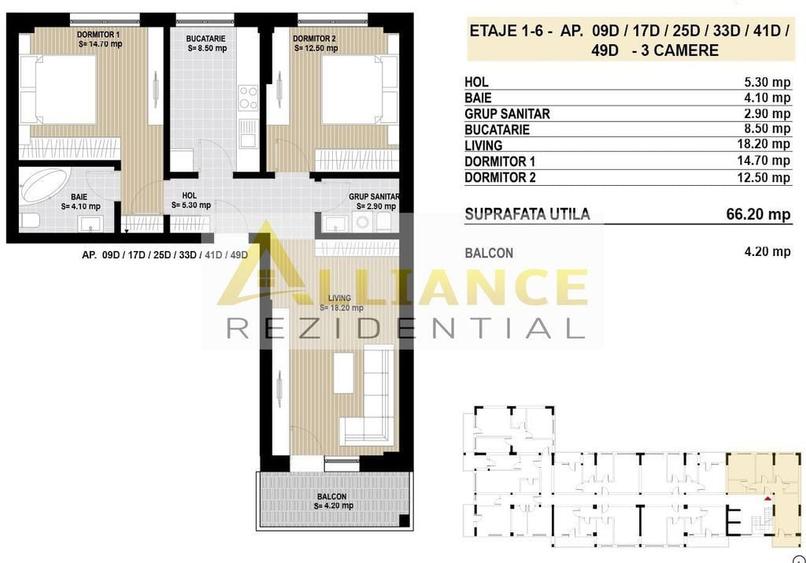 Apartament cu 3 camere decomandat în Metalurgiei
