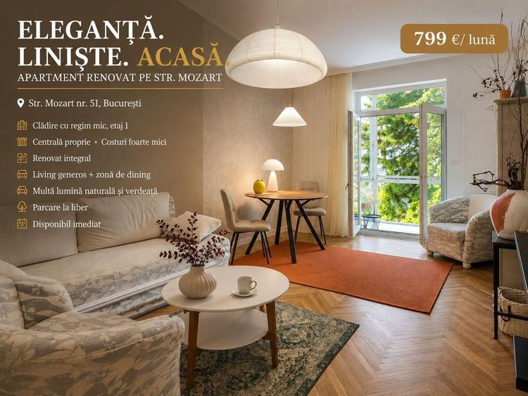 Apartament superb renovat | Str. Mozart | Etaj 1 | Centrală proprie | - 1