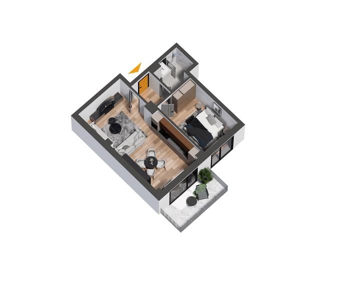 Apartament cu 2 camere semidecomandat în Nicolina