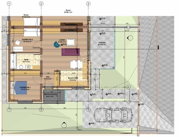 Duplex cu 3 camere cu Canalizare în Est