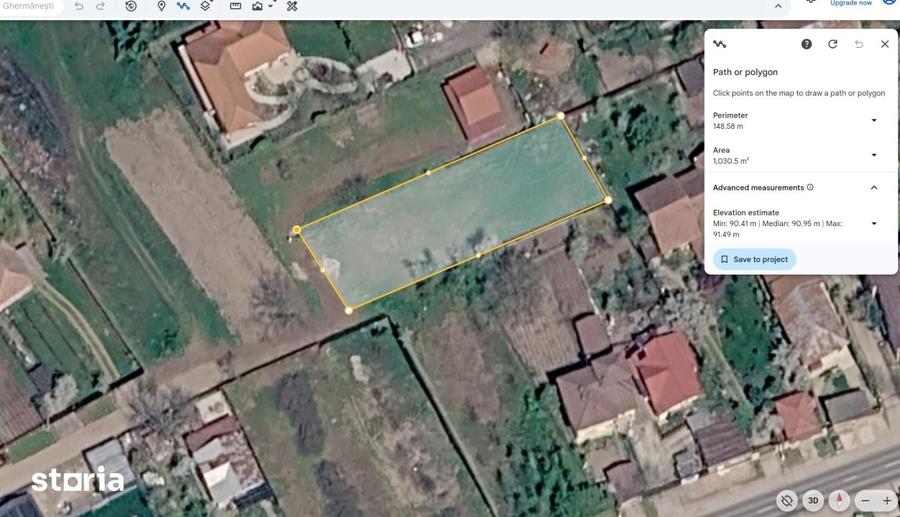 Teren de 1031 mp, în Snagov