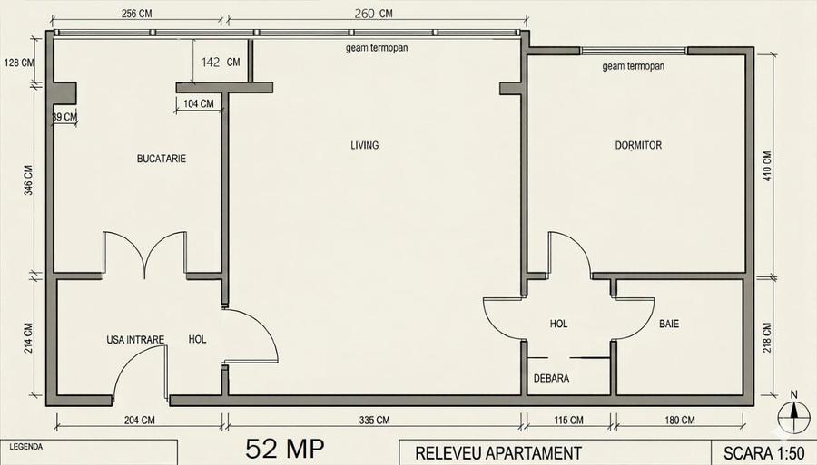Apartament cu 2 camere semidecomandat, mobilat în Florilor