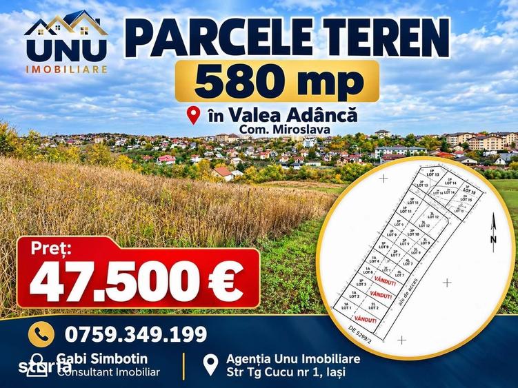 Teren de 580 mp, în Miroslava