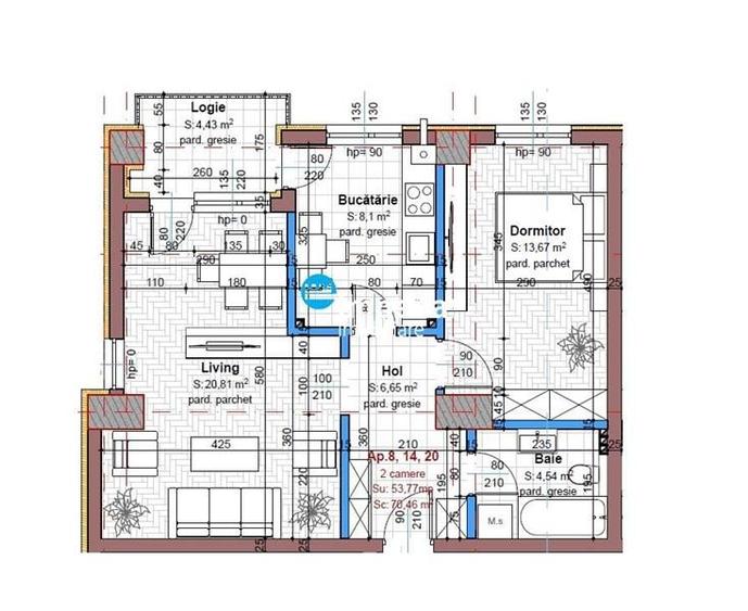 Apartament cu 2 camere decomandat în Aeroport