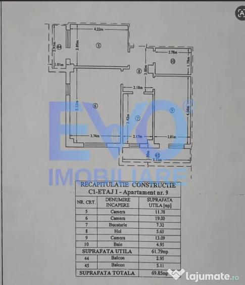 Apartament 3 camere, 70mp, 2 balcoane, loc de parcare, AC, - 3