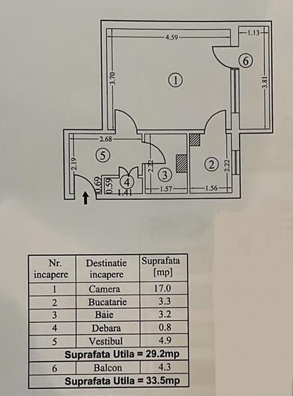 Garsonieră decomandată în Gorjului
