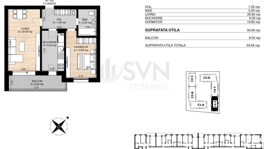 Apartament cu 2 camere semidecomandat în Pipera — fotografia 3