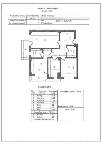 Apartament cu 3 camere decomandat în 1 Mai