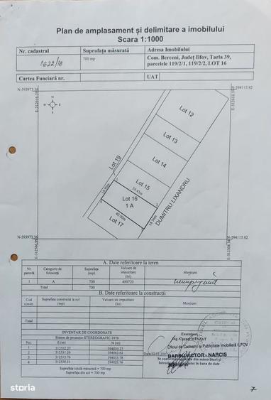 Lot teren 700 mp*Intravilan*Comuna Berceni*deschidere 17m - 3