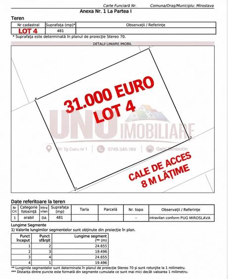 Teren agricol intravilan de 481 mp, în Miroslava