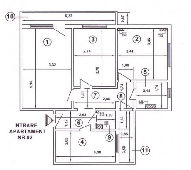 Apartament cu 3 camere decomandat în Unirii