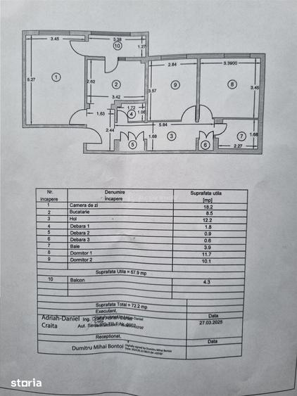 Apartament cu 3 camere decomandat în Libertății