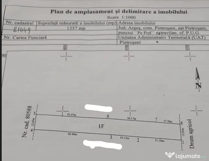 Teren de 1357 mp, în Exterior Vest
