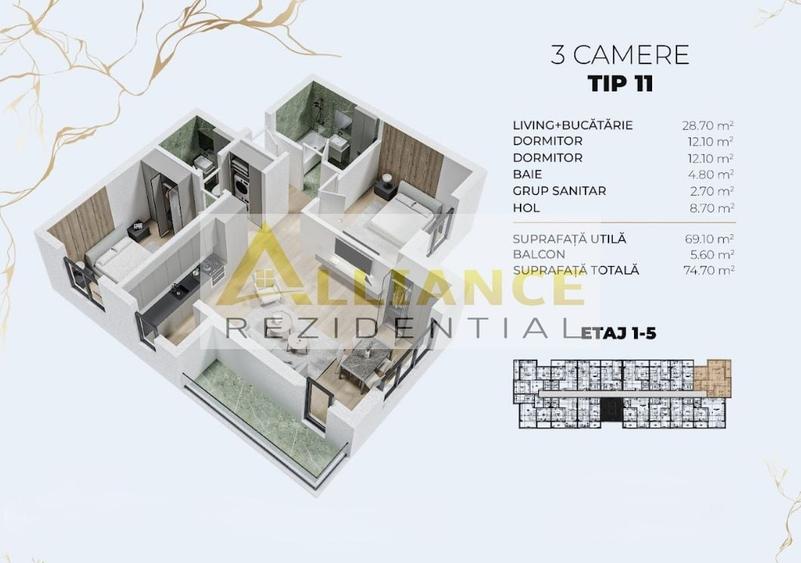 Apartament 3 camere 2 bai - Biruintei || 15 minute Metrou Berceni - 2