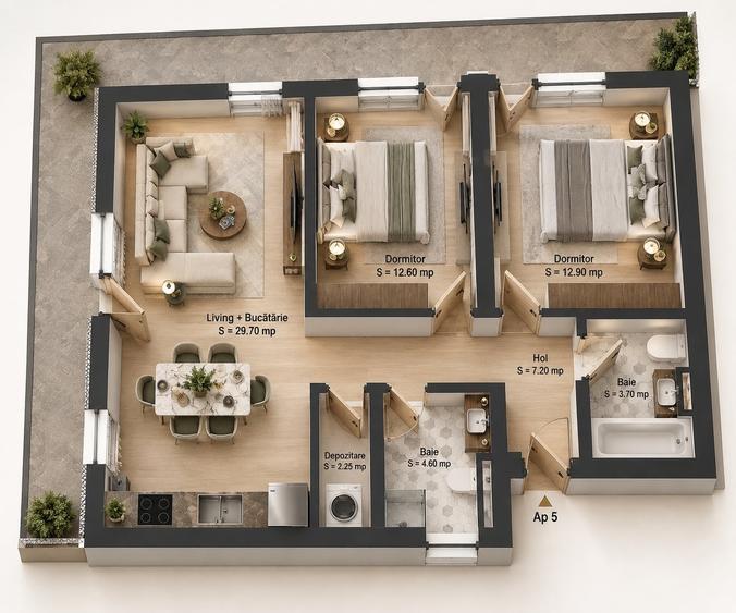 Apartament cu 3 camere decomandat în Exterior Nord